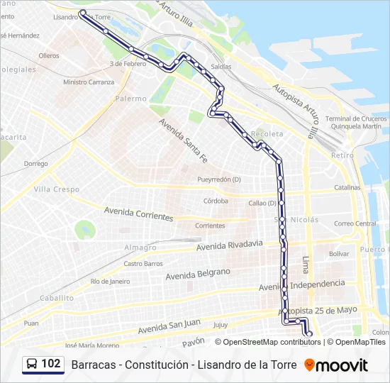 Ruta 102: horarios, paradas y mapas - B: Lisandro de la Torre (Actualizado)