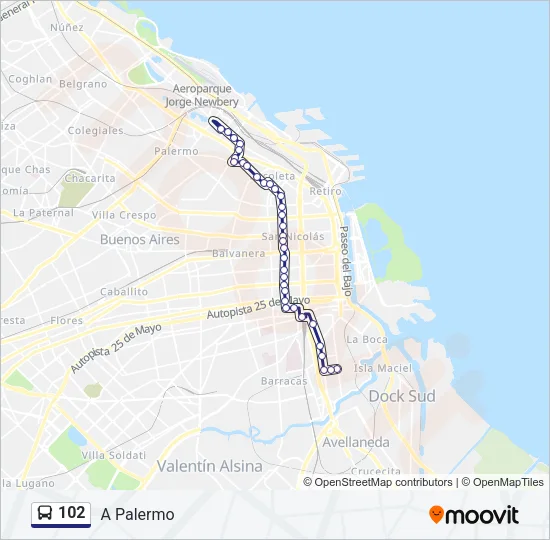 102 Colectivo Line Map