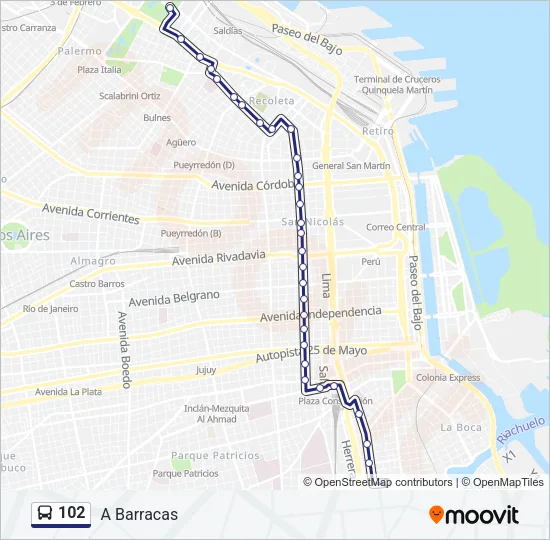 102 Colectivo Line Map
