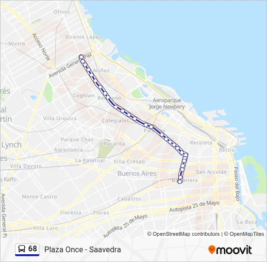 68 Colectivo Line Map