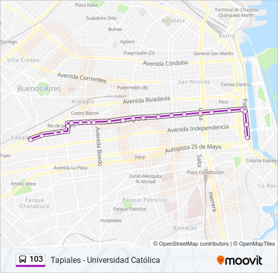 Mapa de 103 de Colectivo