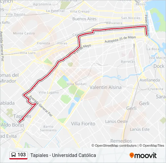 103 Colectivo Line Map