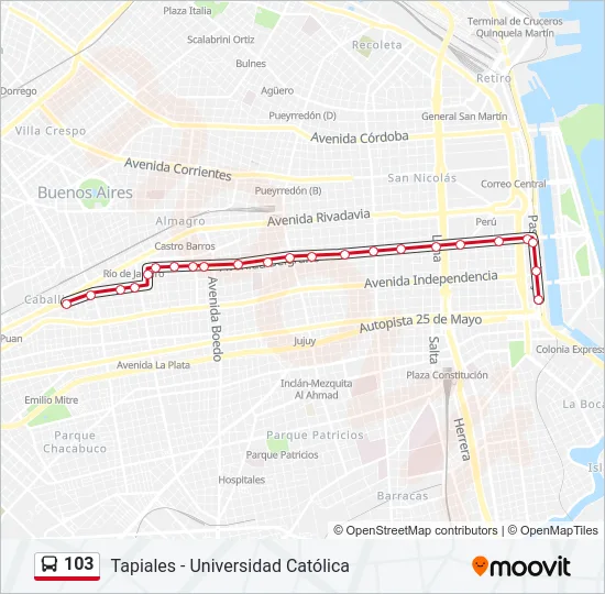 103 Colectivo Line Map