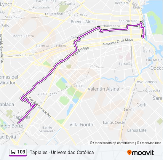 Mapa de 103 de Colectivo