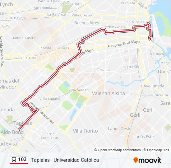 103 Colectivo Line Map