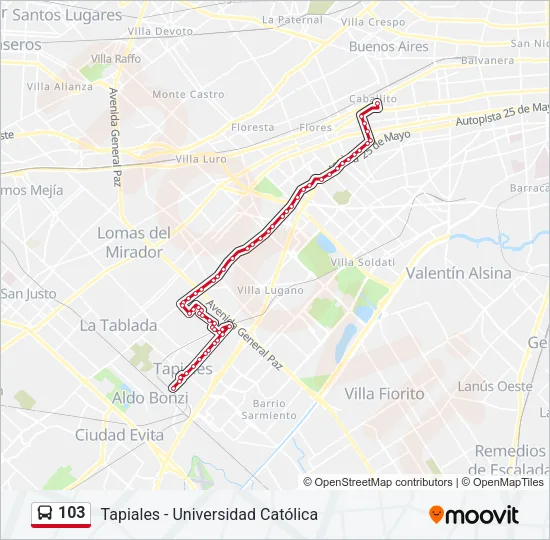 103 Colectivo Line Map