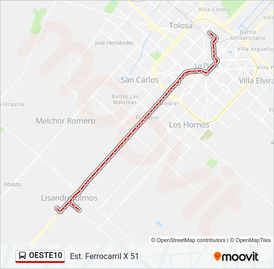 OESTE10 Colectivo Line Map