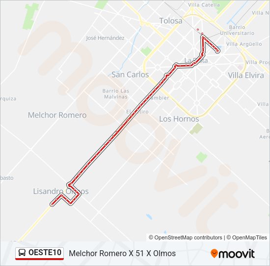 OESTE10 Colectivo Line Map