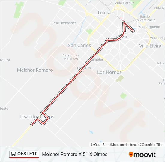 OESTE10 Colectivo Line Map