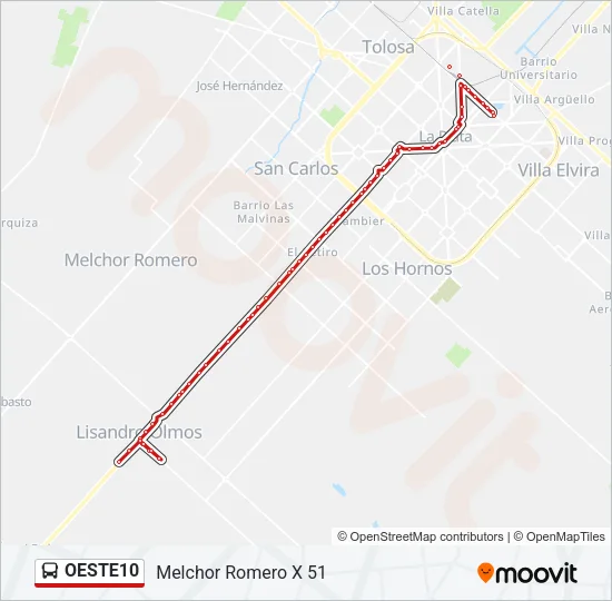 OESTE10 Colectivo Line Map
