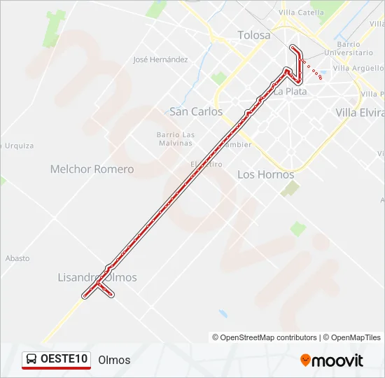 OESTE10 Colectivo Line Map