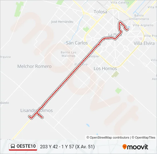 OESTE10 Colectivo Line Map