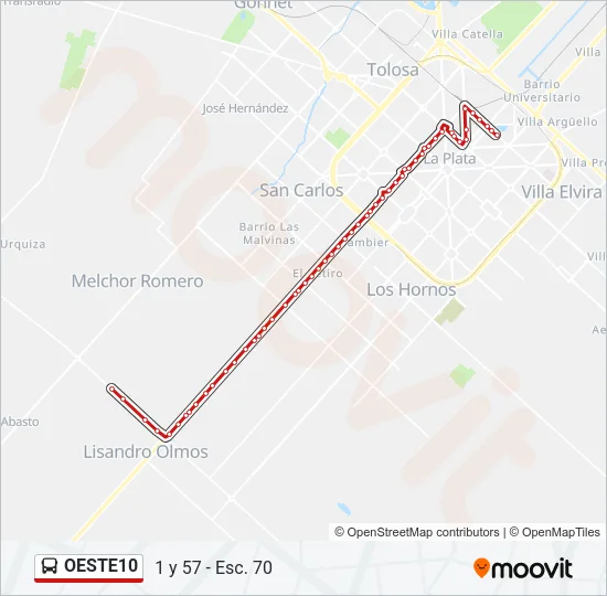 OESTE10 Colectivo Line Map