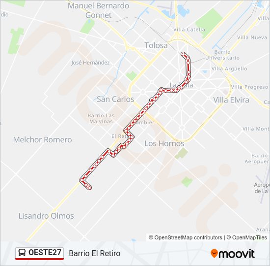 OESTE27 Colectivo Line Map