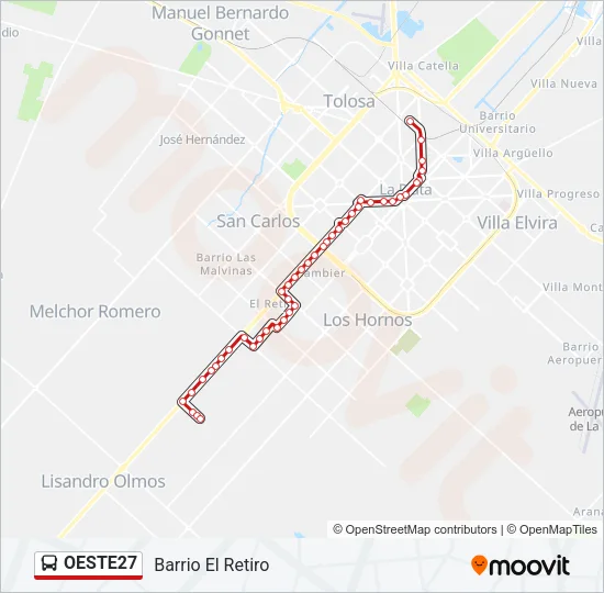 OESTE27 Colectivo Line Map