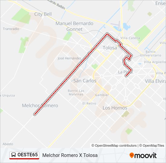 OESTE65 Colectivo Line Map