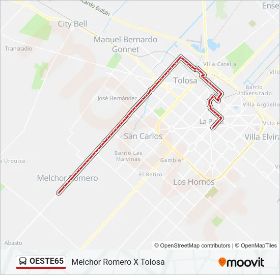 OESTE65 Colectivo Line Map