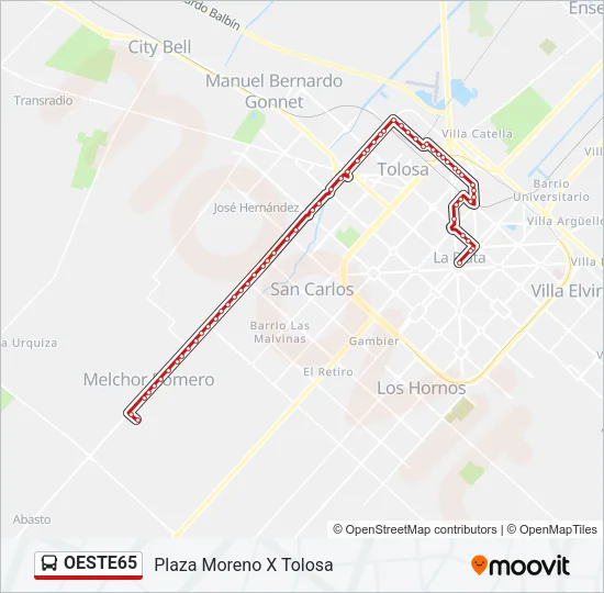 OESTE65 Colectivo Line Map