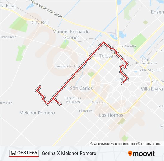 OESTE65 Colectivo Line Map