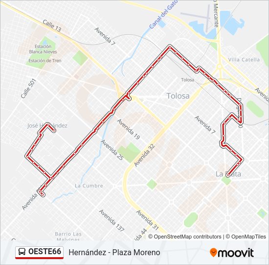 OESTE66 Colectivo Line Map