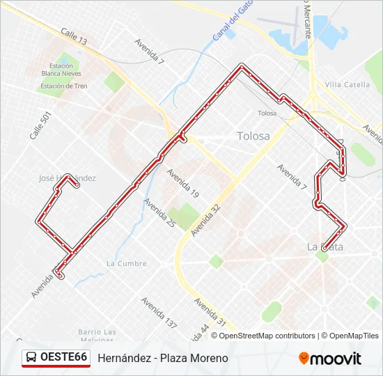 OESTE66 Colectivo Line Map