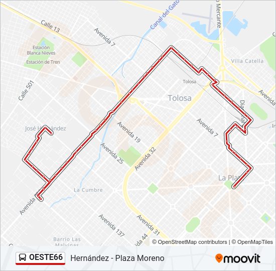 OESTE66 Colectivo Line Map