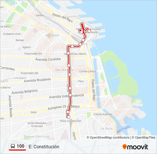 100 Colectivo Line Map