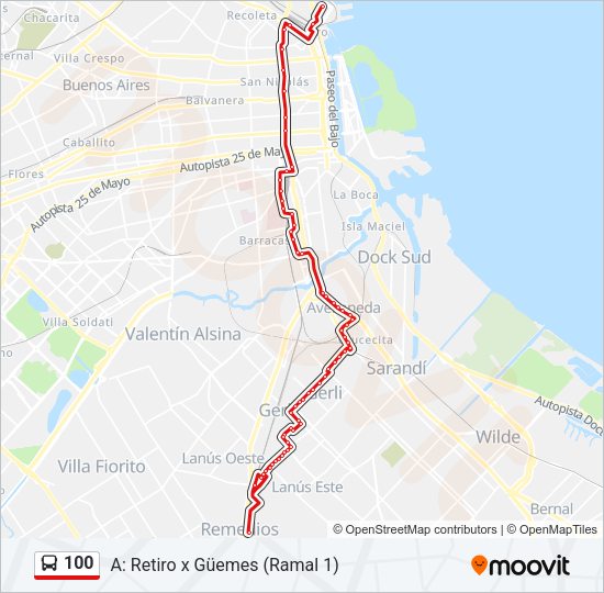 100 Colectivo Line Map