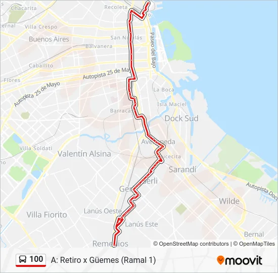 100 Colectivo Line Map
