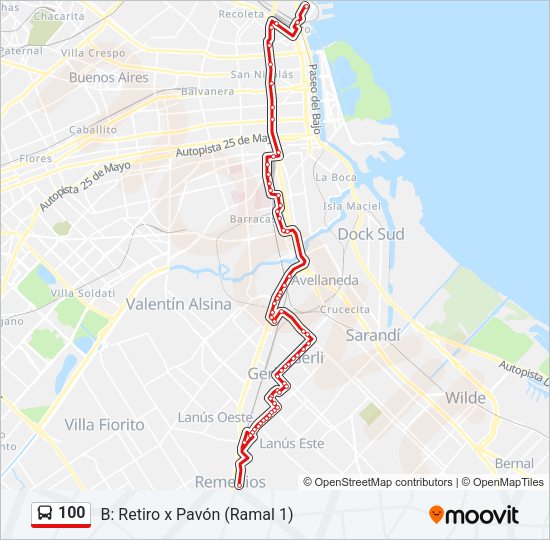 100 Colectivo Line Map