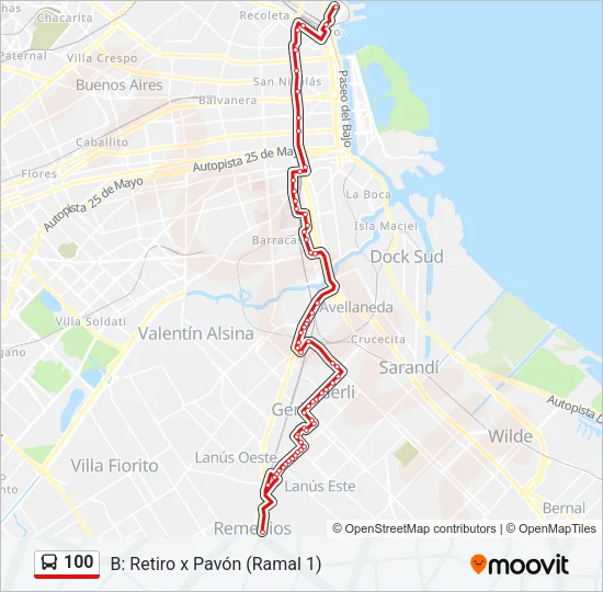 100 Colectivo Line Map