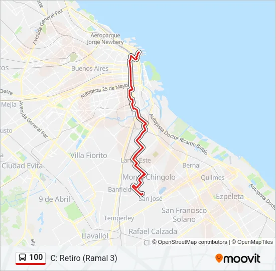 100 Colectivo Line Map