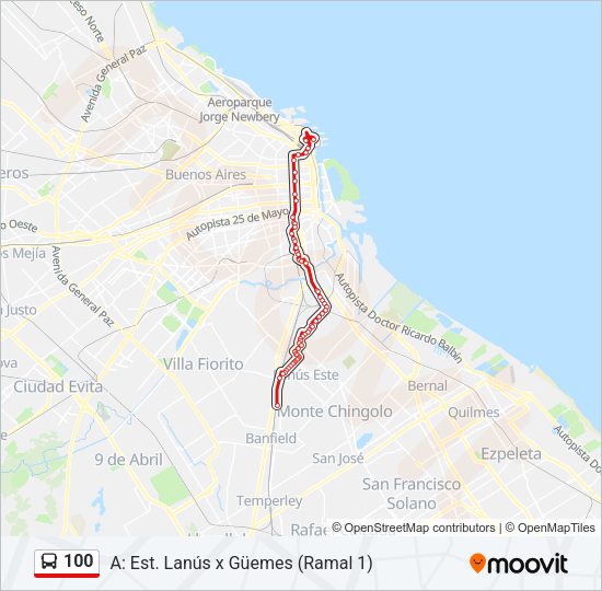 100 Colectivo Line Map