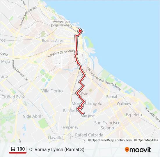 100 Colectivo Line Map