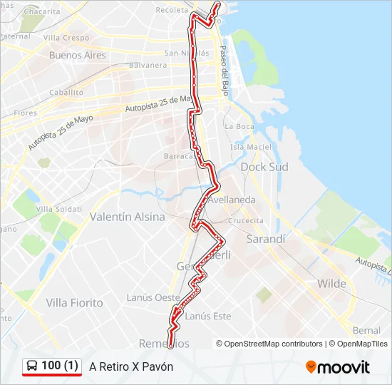 100 (1) Colectivo Line Map