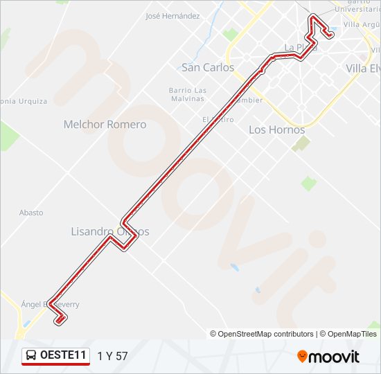 OESTE11 Colectivo Line Map