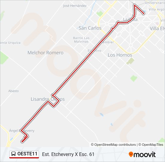 OESTE11 Colectivo Line Map
