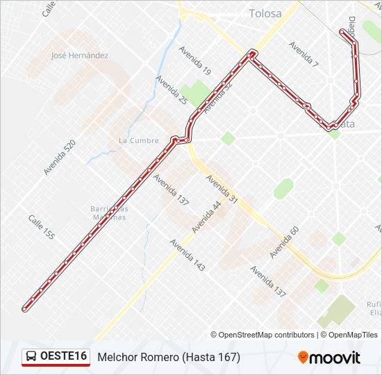 OESTE16 Colectivo Line Map