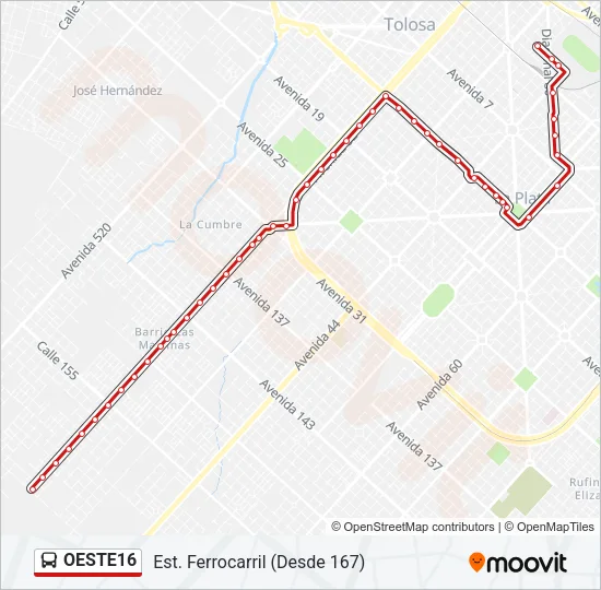 OESTE16 Colectivo Line Map