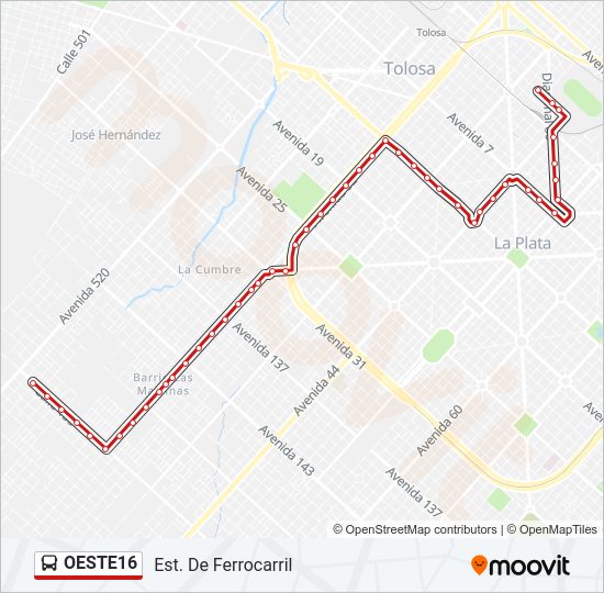 OESTE16 Colectivo Line Map