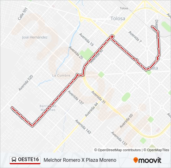 OESTE16 Colectivo Line Map