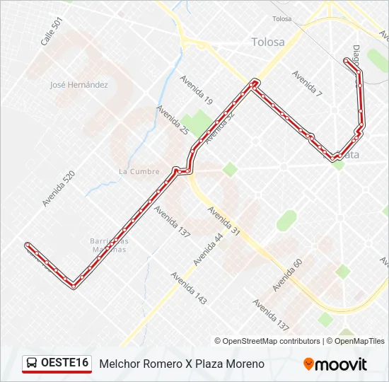 OESTE16 Colectivo Line Map