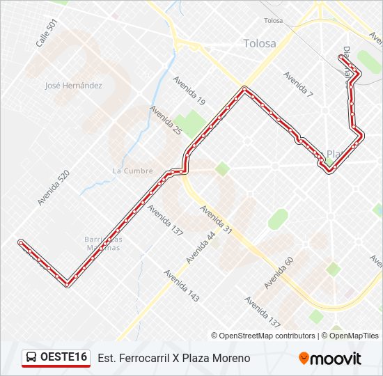 Mapa de OESTE16 de Colectivo