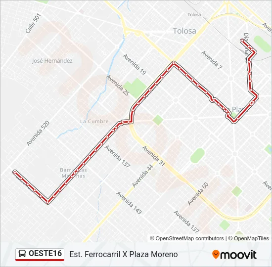 OESTE16 Colectivo Line Map