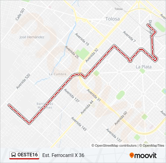 OESTE16 Colectivo Line Map