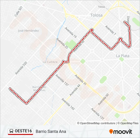 OESTE16 Colectivo Line Map