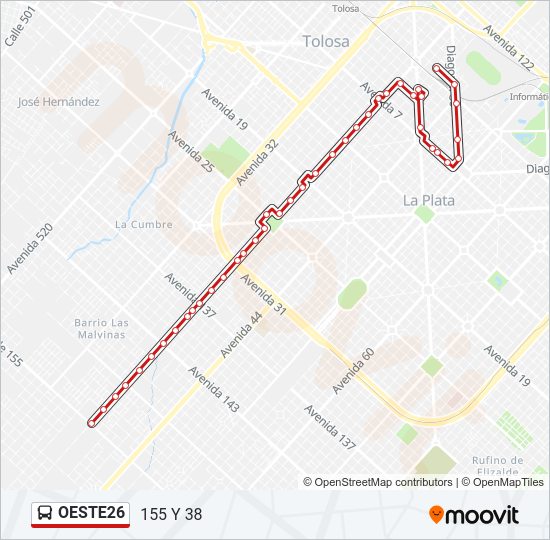 OESTE26 Colectivo Line Map