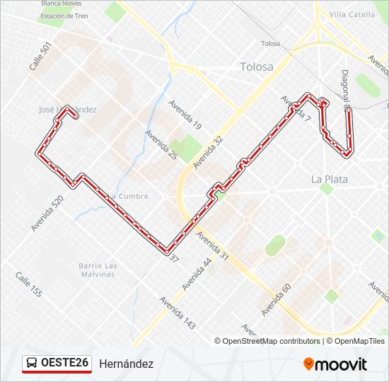 OESTE26 Colectivo Line Map