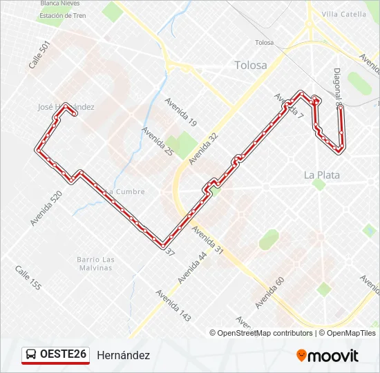 OESTE26 Colectivo Line Map