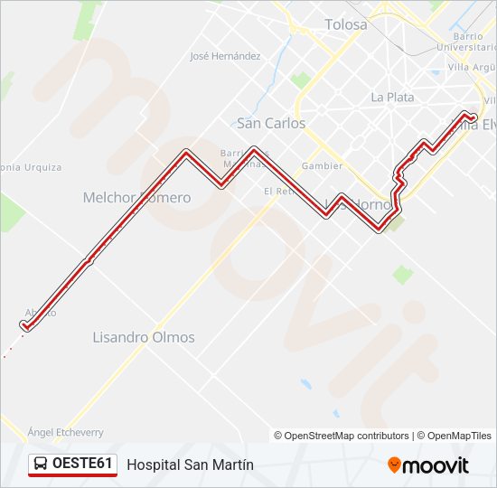 OESTE61 Colectivo Line Map